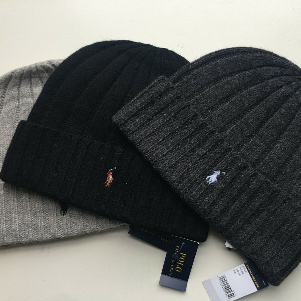 lot 3 Polo Ralph Lauren Pony Lambs Wool Knit Beanie